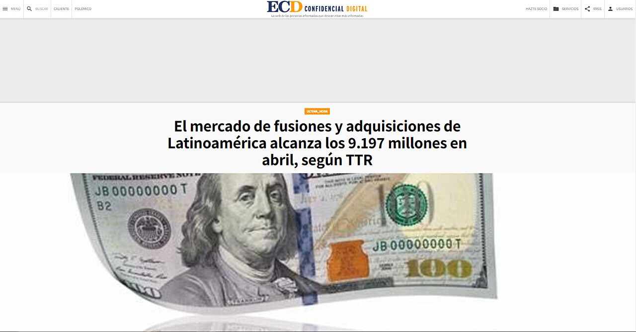 El mercado de fusiones y adquisiciones de Latinoamrica alcanza los 9.197 millones en abril, segn TTR